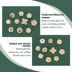 40Pcs 10 Style 1-Hole Alloy Enamel & Rhinestone Shank Buttons&nbsp;BUTT-PH0001-25