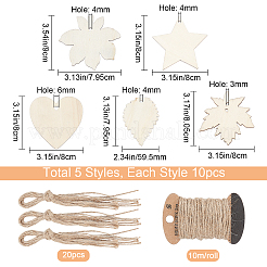 Undyed Wooden Big Pendants&nbsp;WOOD-GF0001-50