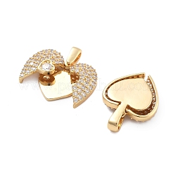 Brass Micro Pave Cubic Zirconia Unfold Pendants&nbsp;KK-B125-33G