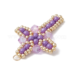 Glass Seed Beaded Cross Pendants&nbsp;PALLOY-MZ00826-03