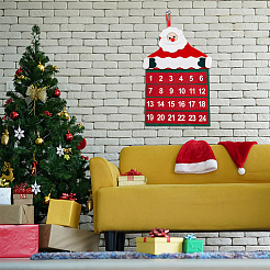 Santa Claus Non-woven Fabric Christmas Countdown 24 Days Calendar Pendant Decoration&nbsp;HJEW-WH0042-84