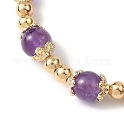 Natural Amethyst Round Beaded Bracelets for Women&nbsp;BJEW-JB12875-02