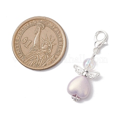 Opaque Acrylic Heart Angel Pendant Decorations&nbsp;HJEW-JM04526