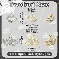 8Pcs 4 Styles Alloy Rhinestone Pendants&nbsp;ALRI-YW0001-36