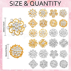 Flower Alloy Rhinestone Brooch Pins&nbsp;JEWB-GL0001-02