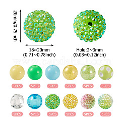 60Pcs 12 Styles Round Opaque & & Bubblegum & Transparent & AB Color & Crackle Round Acrylic Beads&nbsp;DIY-TA0004-95