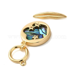 Brass Toggle Clasps with Paua Shell&nbsp;KK-N254-72G