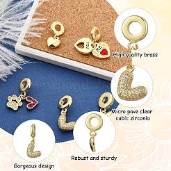 5Pcs 5 Styles Brass European Dangle Charms&nbsp;FIND-CJ0004-64