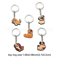 5Pcs 5 Styles Cute Cartoon PVC Plastic Dog Pendant Keychain&nbsp;KEYC-YW0001-18