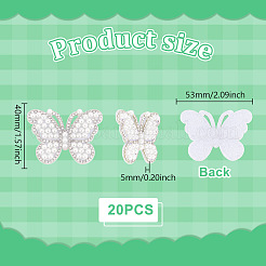 20Pcs Butterfly Rhinestone with Plastic Pearl Cloth Patches&nbsp;PATC-GA0001-59