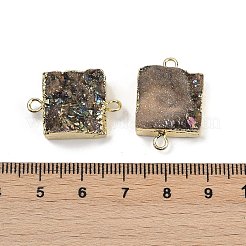 Electroplated Natural Druzy Agate Connector Charms&nbsp;G-R012-01G