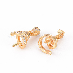 Brass Micro Pave Clear Cubic Zirconia Peg Bails Charms&nbsp;KK-T062-102G-NF