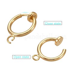Brass Clip-on Hoop Earring Findings&nbsp;KK-P102-01G