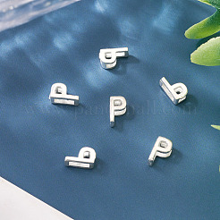 6Pcs 925 Sterling Silver Hollow Initial Beads&nbsp;STER-TA0001-53P