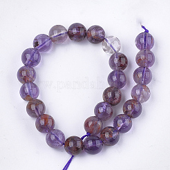Natural Purple Phantom Quartz Purple Lodolite Quartz Beads Strands&nbsp;X-G-S333-8mm-030