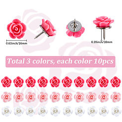 30Pcs 3 Colors Flower Resin Drawing Pins&nbsp;AJEW-SC0031-81