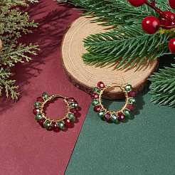Bling Glass Braided Big Hoop Earrings&nbsp;EJEW-TA00087