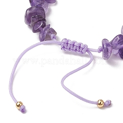 2Pcs Natural Amethyst Chip Braided Bead Bracelets&nbsp;BJEW-JB11541-01