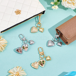 4Pcs 2 Styles Heart 316 Stainless Steel & Brass Locket Charm Pendant Decorations&nbsp;HJEW-NB00320