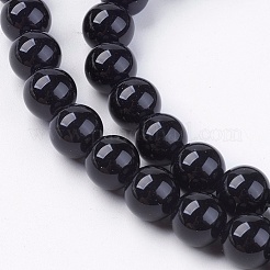 Natural Black Onyx Round Beads Strand&nbsp;G-L087-8mm-01