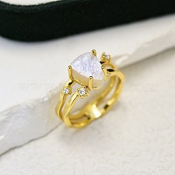 Triangle 925 Sterling Silver with Natural Moonstone Finger Rings&nbsp;FS-WGDF753-06