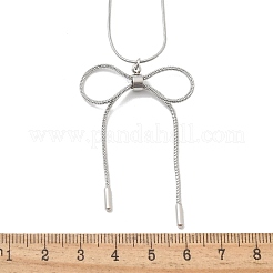 Anti-Tarnish 304 Stainless Steel Bowknot Pendant Round Snake Chain Necklaces for Women&nbsp;NJEW-Z044-10P