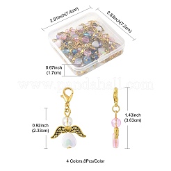 32Pcs 4 Styles Acrylic & Alloy Heart Angel Pendant Decorations&nbsp;HJEW-FS00040-04