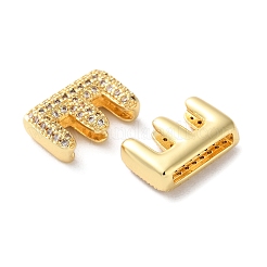 Rack Plating Brass Micro Pave Cubic Zirconia Slide Charms&nbsp;KK-C084-34G-E