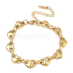 304 Stainless Steel Heart Link Chian Bracelets for Women&nbsp;BJEW-B158-06G