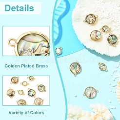 9Pcs 3 Styles Natural Paua Shell Connector Charms&nbsp;KK-YW0003-61