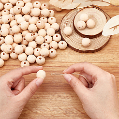 180Pcs Round Natural Unfinished Wood Beads&nbsp;DIY-CA0002-56