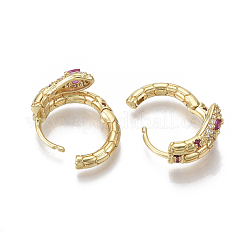 Brass Micro Pave Clear Cubic Zirconia Huggie Hoop Earrings&nbsp;EJEW-R114-007C-NF