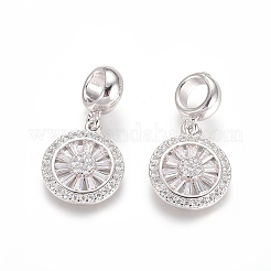 Brass Micro Pave Cubic Zirconia European Dangle Charms&nbsp;LS-ZIRC-E163-19P