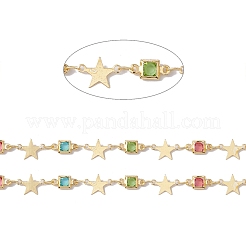 Handmade Eco-friendly Brass Square & Star Link Chain&nbsp;CHC-E025-14G