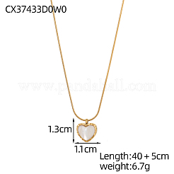Heart 304 Stainless Steel Shell Pendant Necklaces&nbsp;STAS-OY009-38G