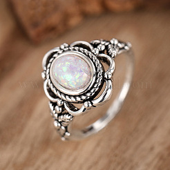 Alloy with Plastic Imitation Opal Finger Rings&nbsp;FS-WG4C942-01