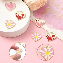 8Pcs 4 Colors Alloy Enamel Pendants&nbsp;ENAM-YW0004-31