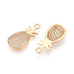 Brass Pave Clear Cubic Zirconia Pendants&nbsp;KK-T074-108G