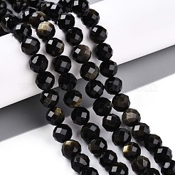 Natural Golden Sheen Obsidian Beads Strands&nbsp;G-S345-8mm-20