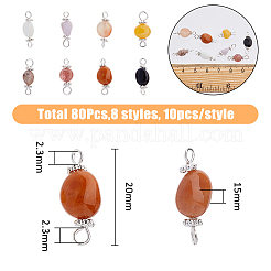 80Pcs 8 Styles Natural Mixed Gemstone Connector Charms&nbsp;PALLOY-FH00031
