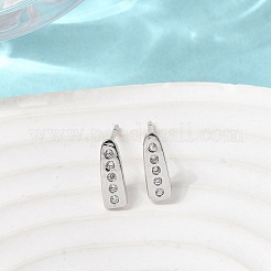 Teardrop Brass Micro Pave Clear Cubic Zirconia Stud Earrings&nbsp;EJEW-H180-26P