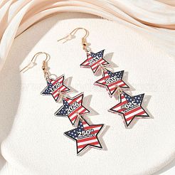 USA 250th Anniversary Star Shape Acrylic & Iron Alloy Dangle Earrings&nbsp;AC-CBA5A8B-01G