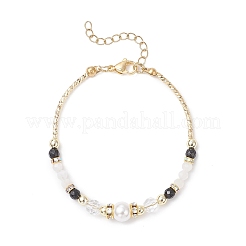 2Pcs Natural Rainbow Moonstone and Dyed Black Onyx and Shell Pearl Beads Bracelets for Women&nbsp;BJEW-JB12558