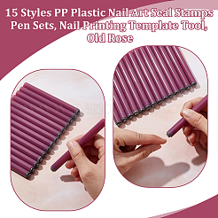 15Pcs 15 Styles PP Plastic Nail Art Seal Stamps Pen Sets&nbsp;MRMJ-WH0075-131A