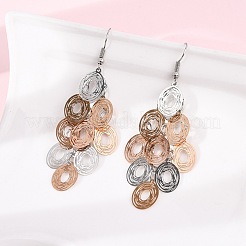 430 Stainless Steel Oval Dangle Earrings&nbsp;EJEW-A137-13M