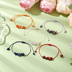 12Pcs 12 Styles Chips Natural & Synthetic Mixed Gemstone Braided Bead Bracelets Sets&nbsp;BJEW-JB11048