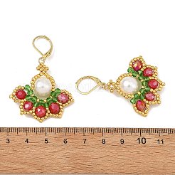 Christmas 304 Stainless Steel with Glass Seed Beads Levreback Earrings&nbsp;EJEW-MZ00822