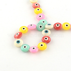 Evil Eye Natural Freshwater Shell Beads Strands&nbsp;SHEL-F001-37G