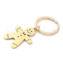 201 Stainless Steel Christmas Gingerbread Man Keychain&nbsp;LS-KEYC-H021-04G