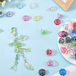 60Pcs 10 Colors UV Plating Acrylic Bead Caps&nbsp;PACR-SC0001-08A